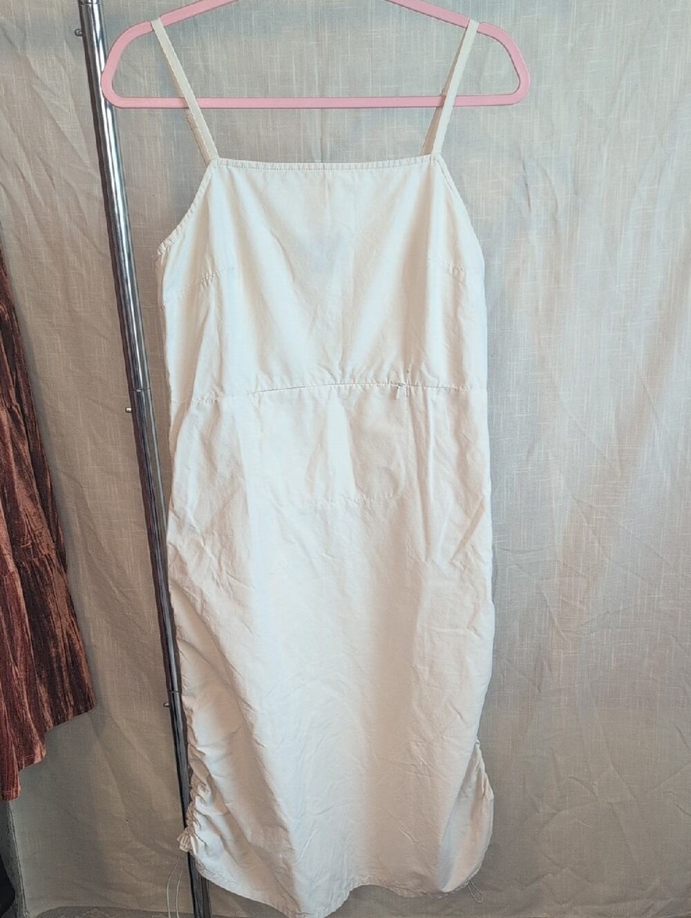 Cream Spaghetti-Strap Midi Dress